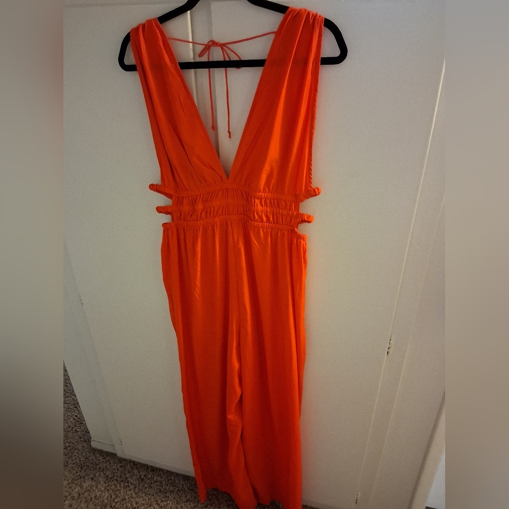Indulge Bright Orange V-Neck Jumpsuit